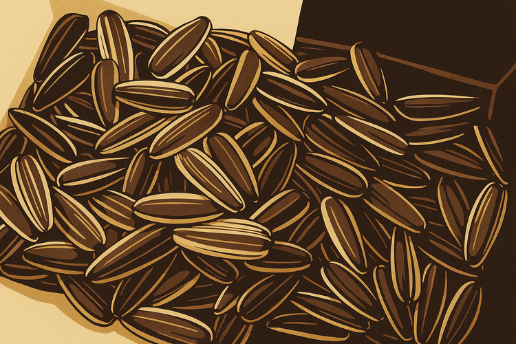 해바라기 씨 껍질을 까며